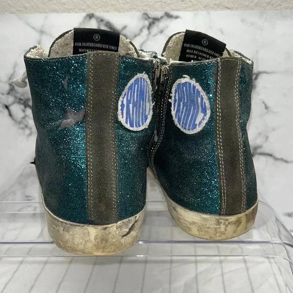Golden Goose Women's Teal and Black Glitter Sneakers trainers Size 39 EU - Picture 4 of 12